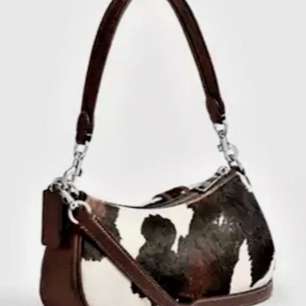 New Coach CCC83 Ashton Bag with Cow Print Haircalf and Leather Multi - Picture 6 of 6